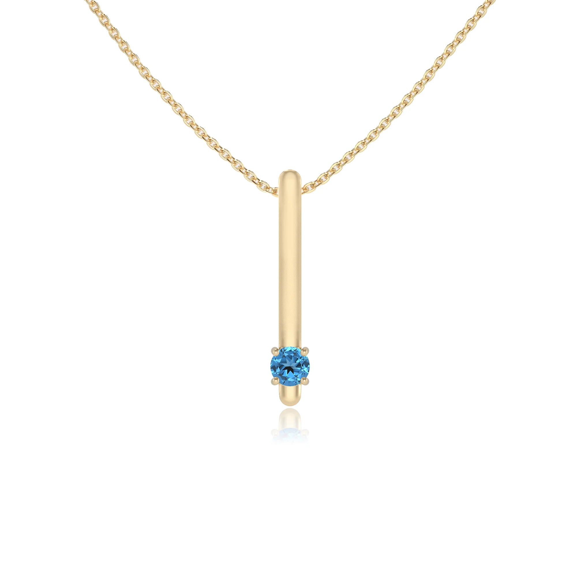 natural swiss-blue-topaz round bar necklaces in yellow gold 