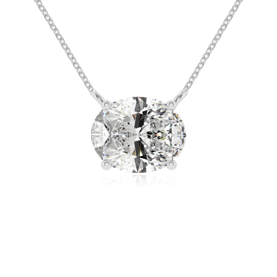 lab grown moissanite oval solitaire necklaces in sterling silver 