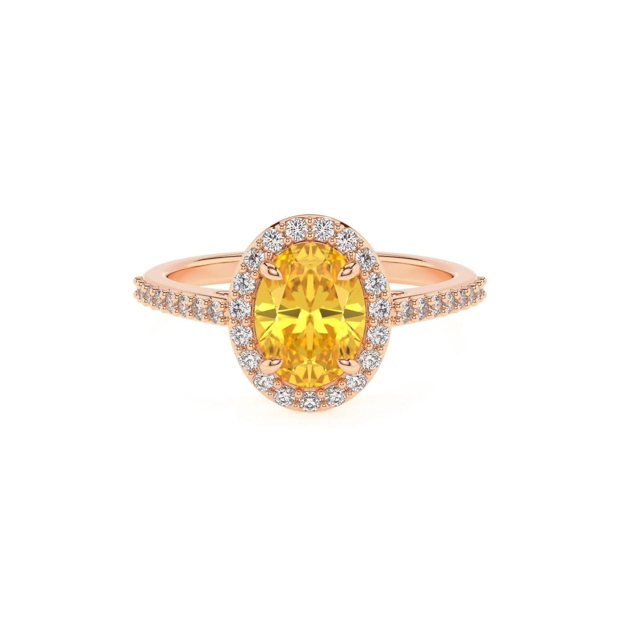 lab grown yellow-sapphire oval solitaire rings in rose gold 