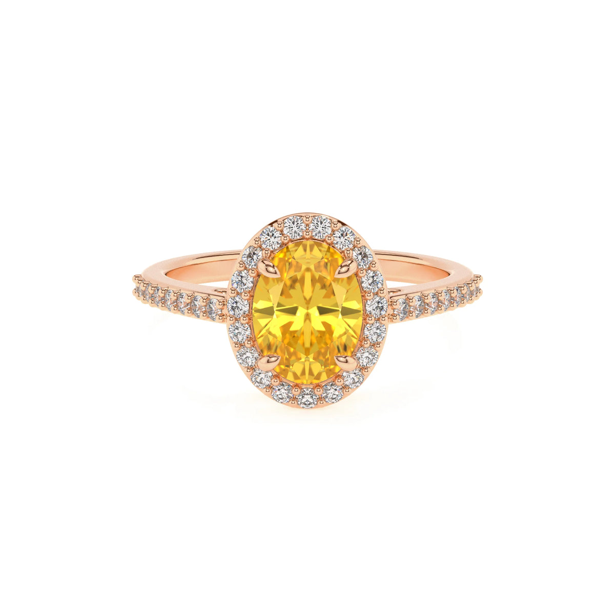 lab grown yellow-sapphire oval solitaire rings in rose gold 