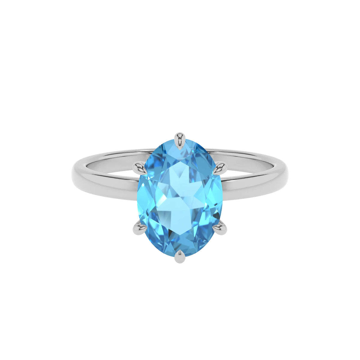 natural swiss-blue-topaz oval solitaire rings in sterling silver 