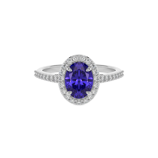 lab grown tanzanite oval solitaire rings in sterling silver 