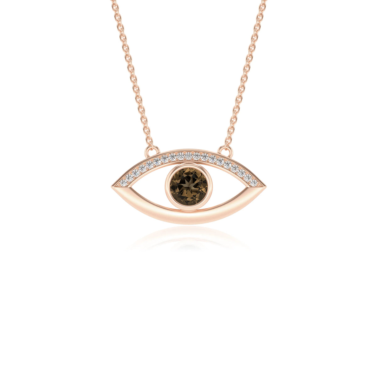 natural smoky-quartz round solitaire necklaces in rose gold 
