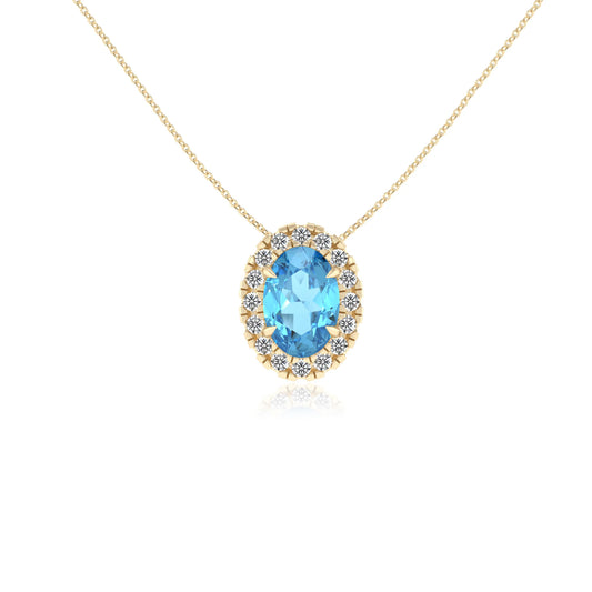 natural swiss blue topaz oval solitaire necklaces in yellow gold 
