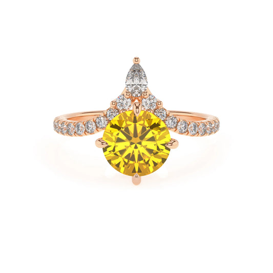 lab grown yellow-sapphire round solitaire rings in rose gold 
