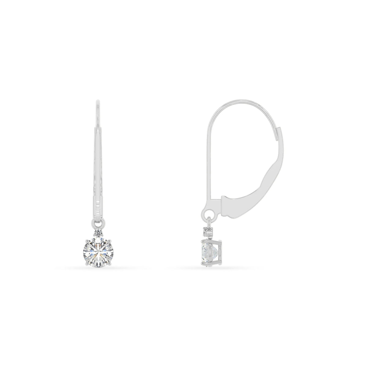 lab grown moissanite round drop earrings in white gold 