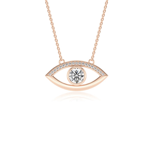 lab grown moissanite round solitaire necklaces in rose gold 