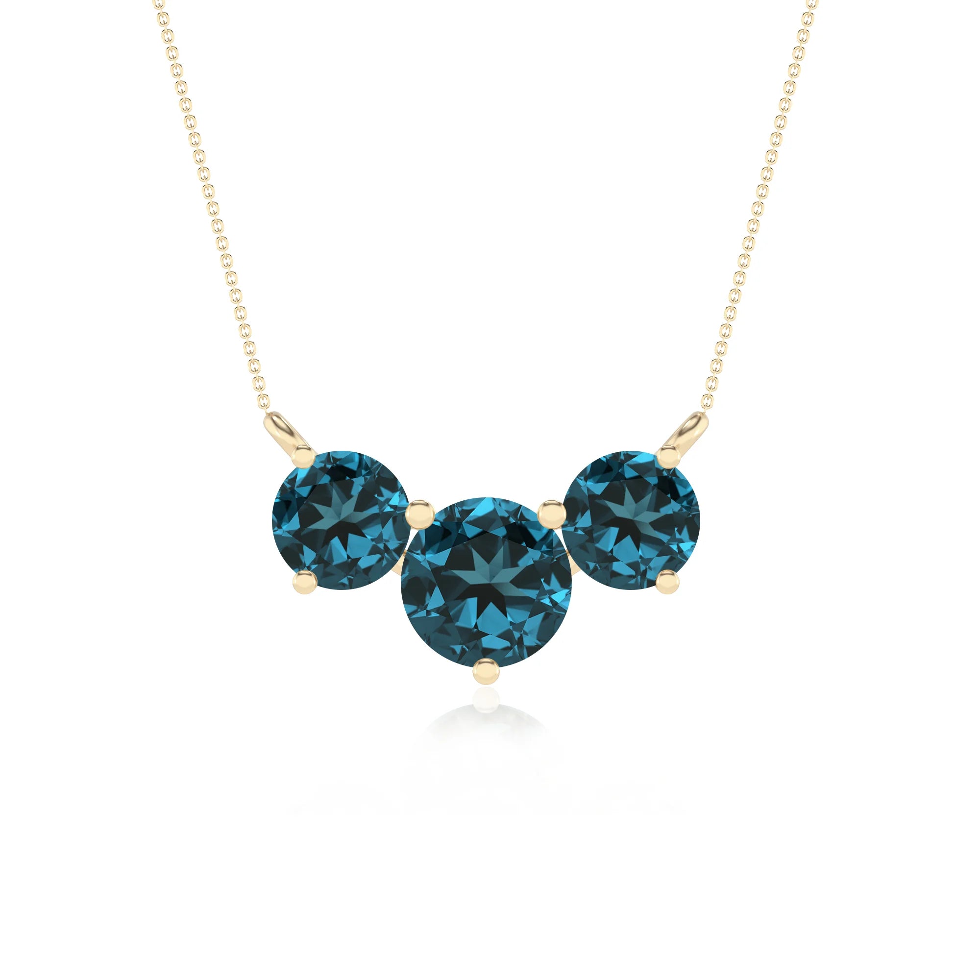 natural london-blue-topaz round solitaire v-bale necklaces in yellow gold 