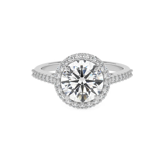 lab grown moissanite round solitaire rings in white gold 
