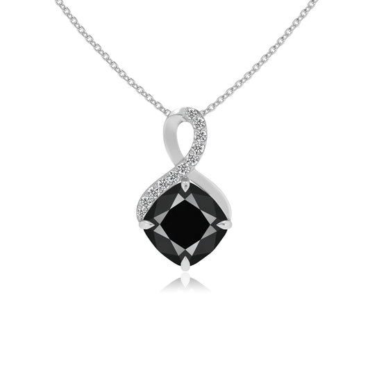 natural black-onyx cushion infinity necklaces in white gold 