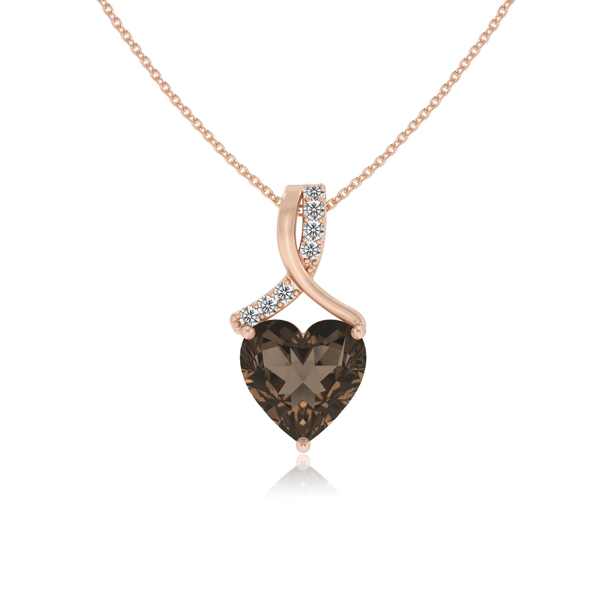 natural smoky-quartz heart solitaire necklaces in rose gold 
