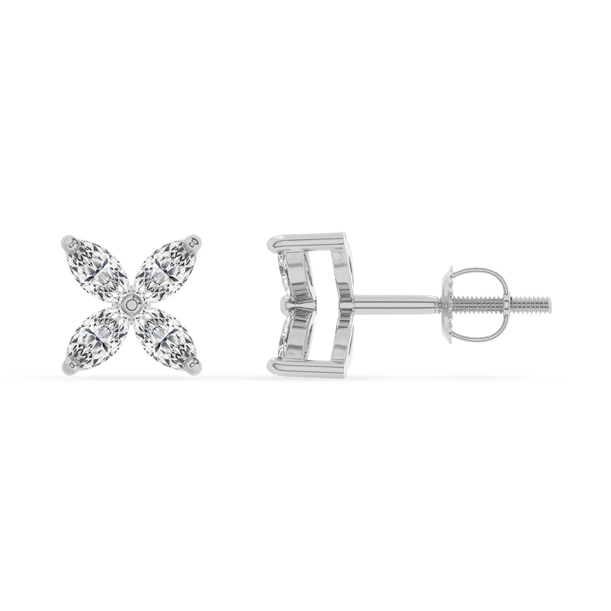 lab grown diamond marquise stud earrings in sterling silver 