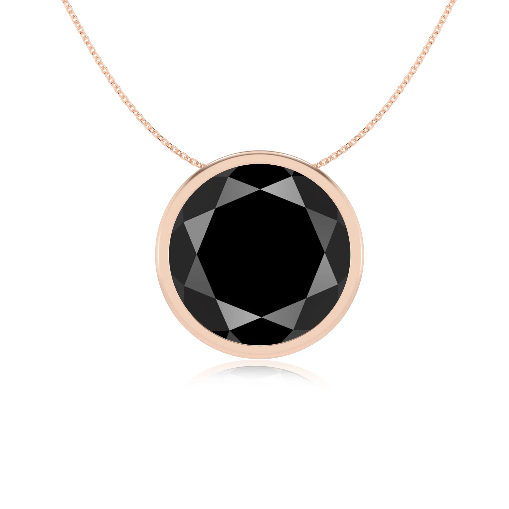 natural black-onyx round solitaire necklaces in rose gold 