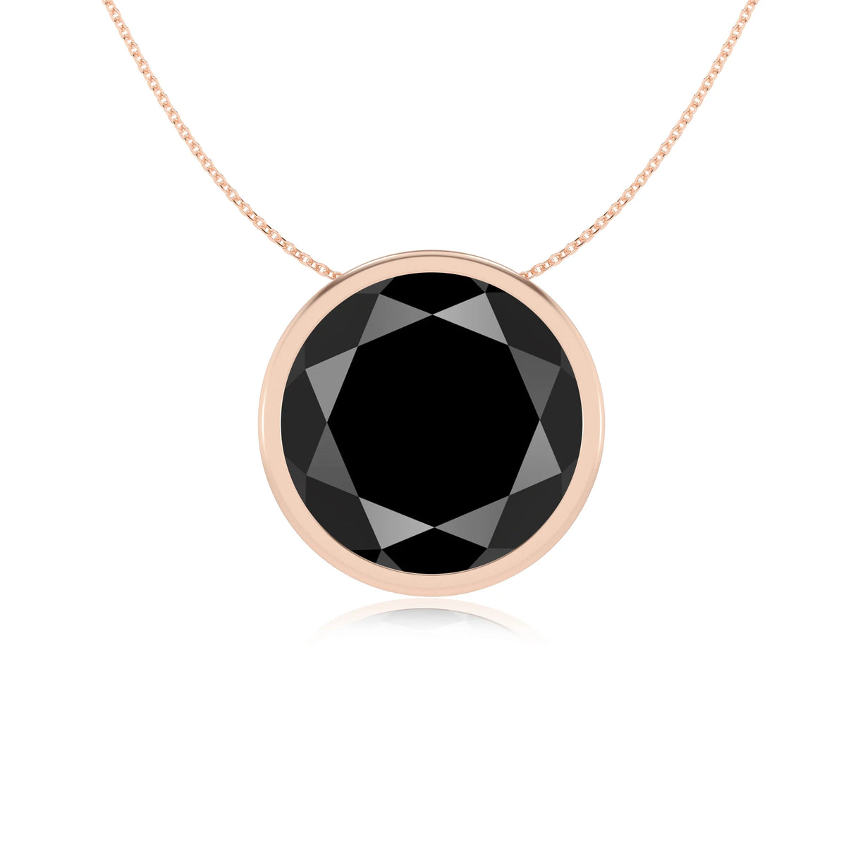 natural black-onyx round solitaire necklaces in rose gold 