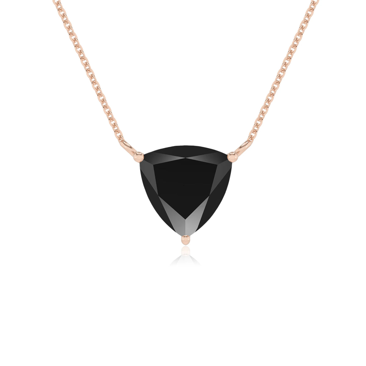 natural black-onyx trillion solitaire necklaces in rose gold 
