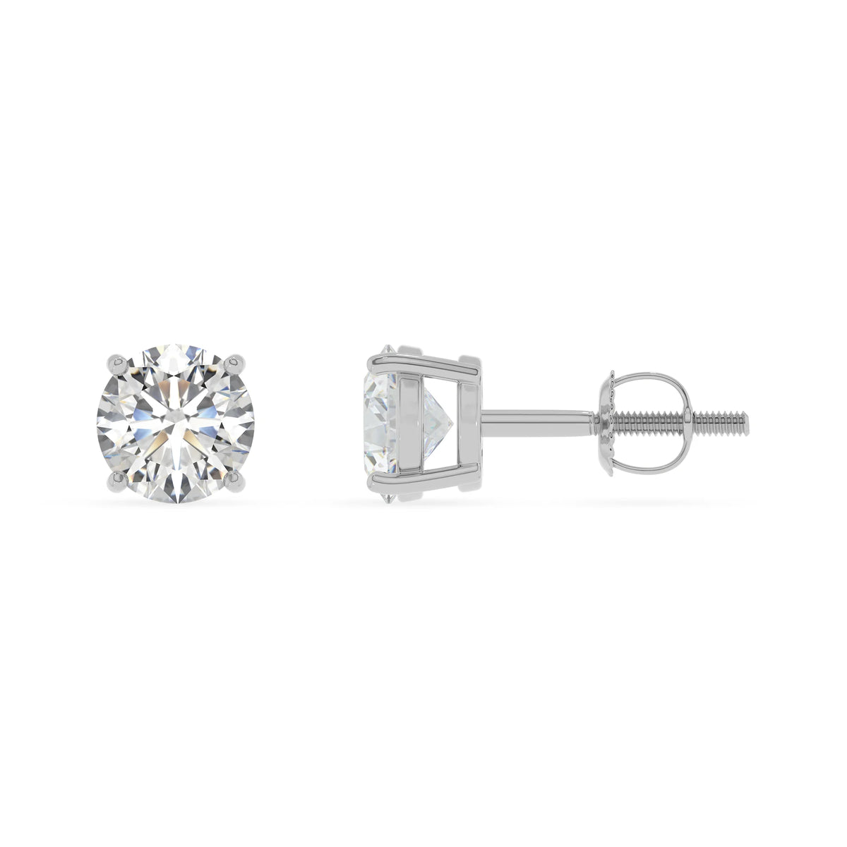 lab grown moissanite round stud earrings in platinum 