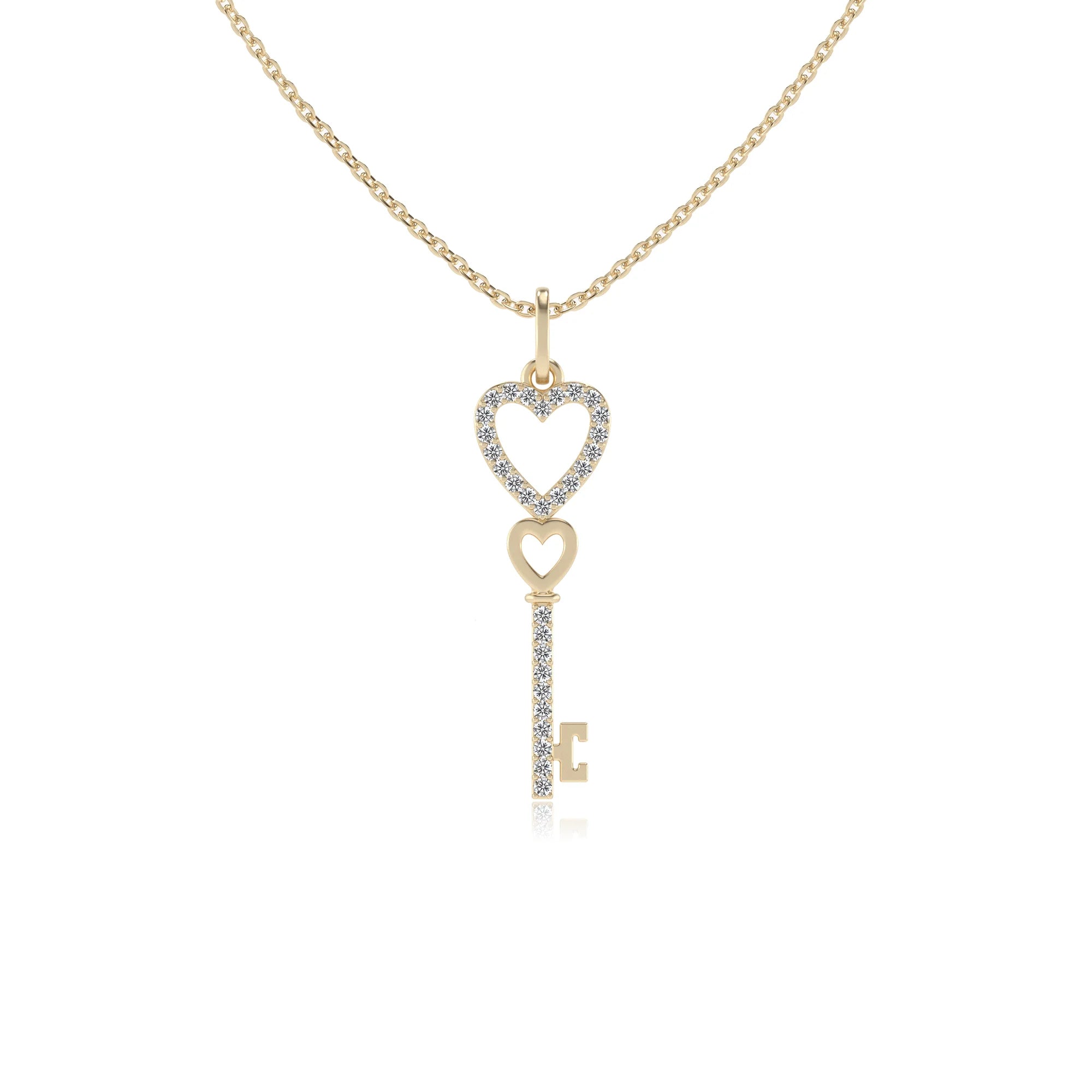 lab grown diamond round drop necklaces in yellow gold 