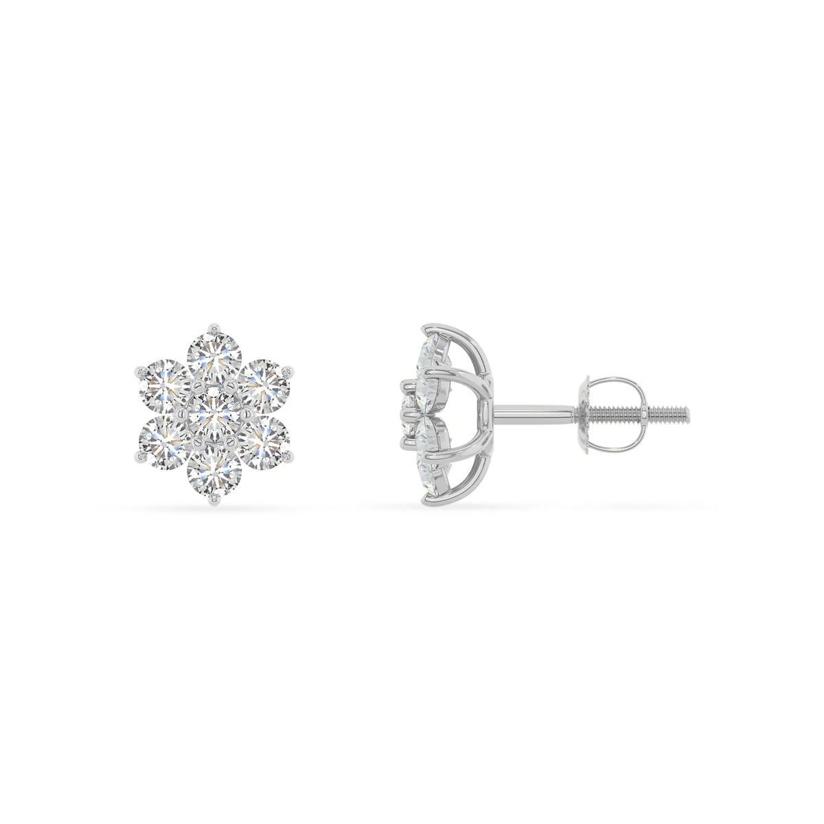 lab grown moissanite round stud earrings in platinum 