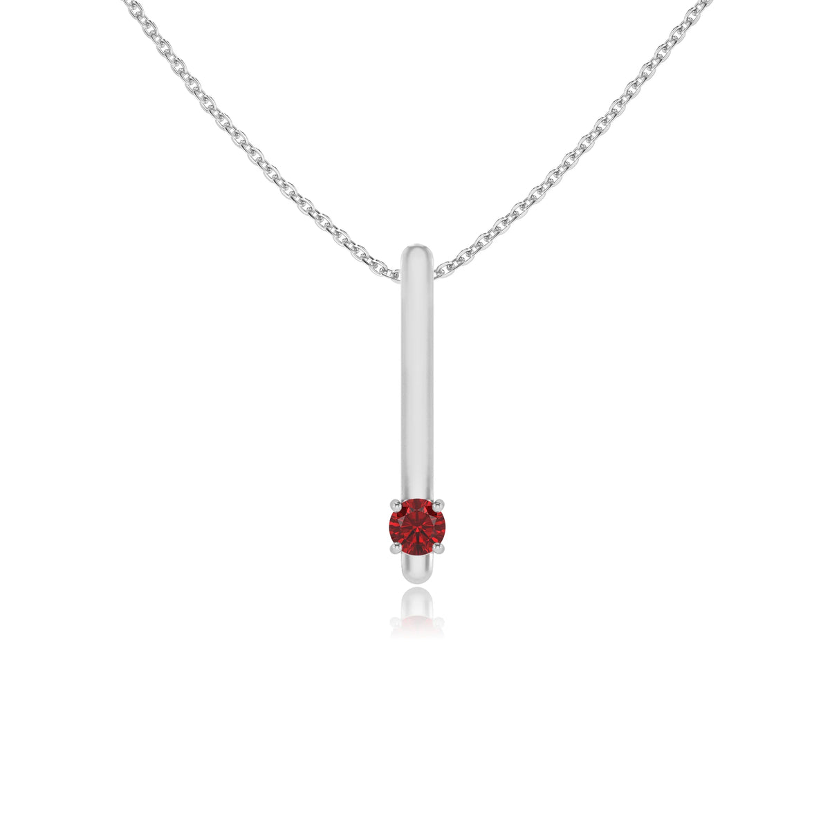 lab grown ruby round bar necklaces in platinum 