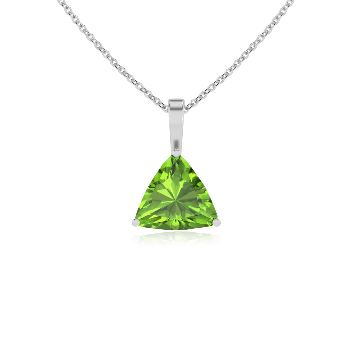 natural peridot trillion solitaire necklaces in sterling silver 