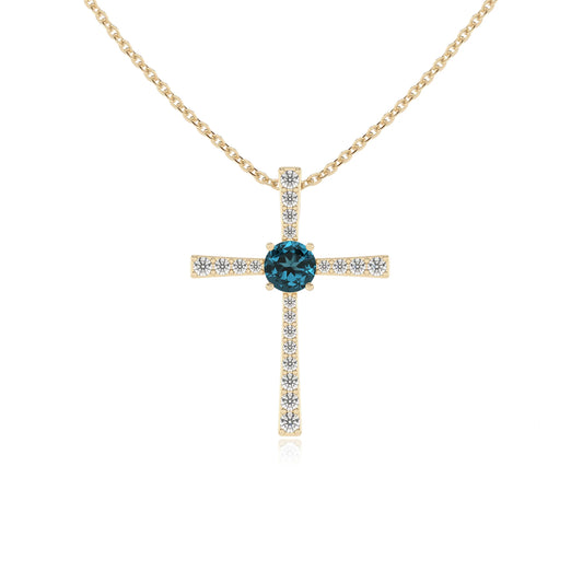 natural london-blue-topaz round infinity necklaces in yellow gold 