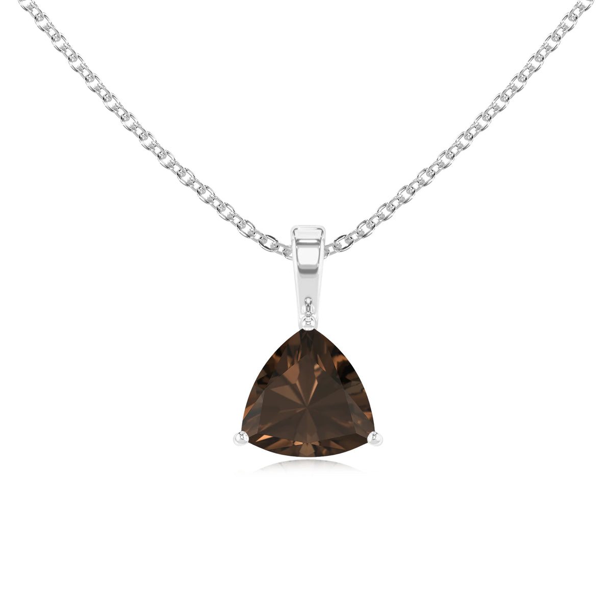natural smoky-quartz trillion solitaire necklaces in platinum 