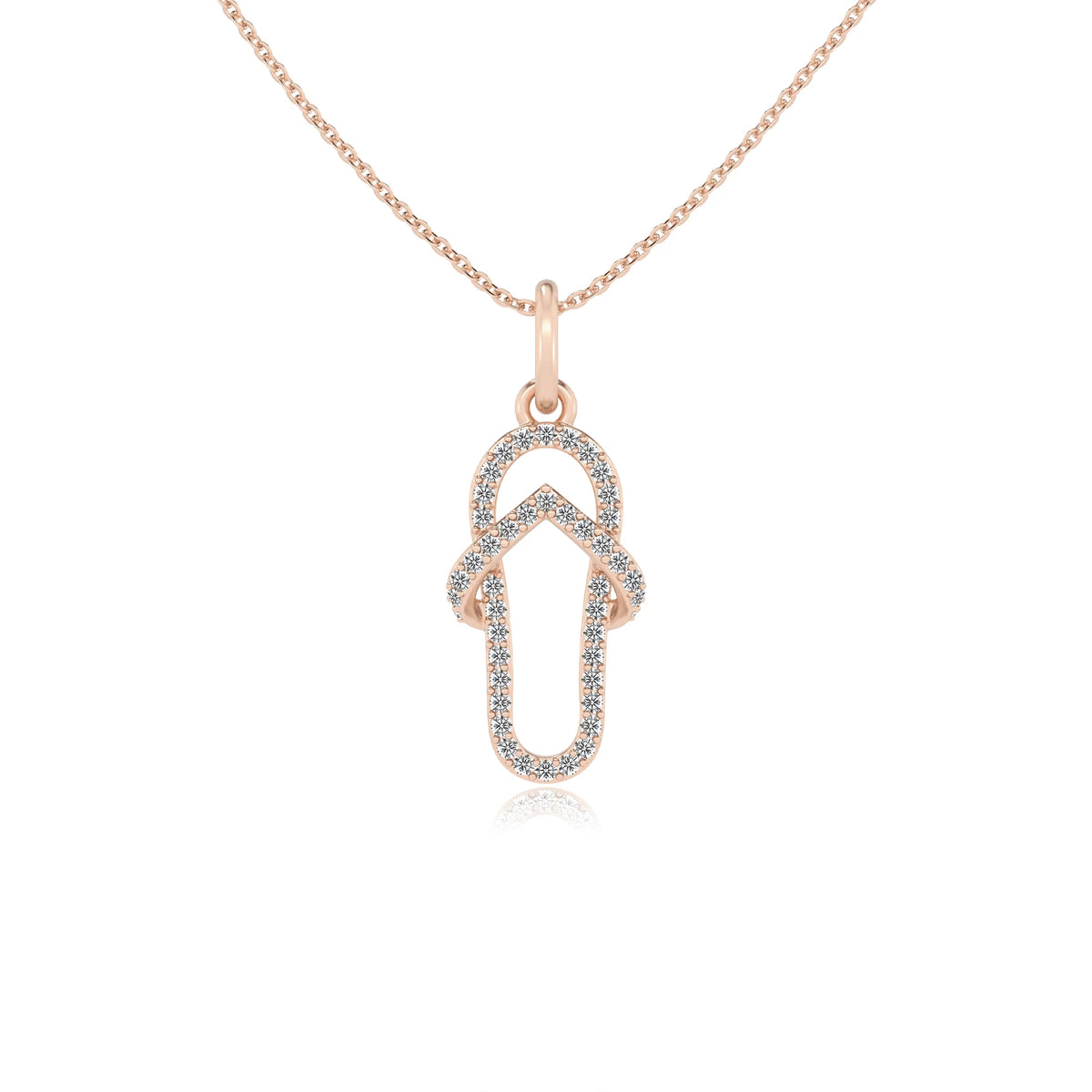 lab grown moissanite round infinity necklaces in rose gold 