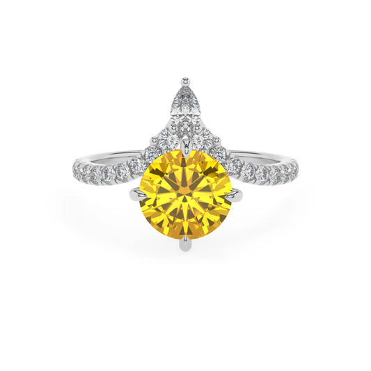 lab grown yellow-sapphire round solitaire rings in white gold 