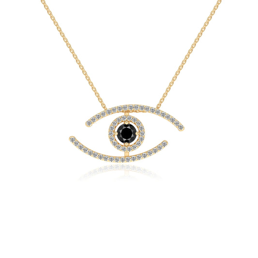 natural black-onyx round solitaire necklaces in yellow gold 