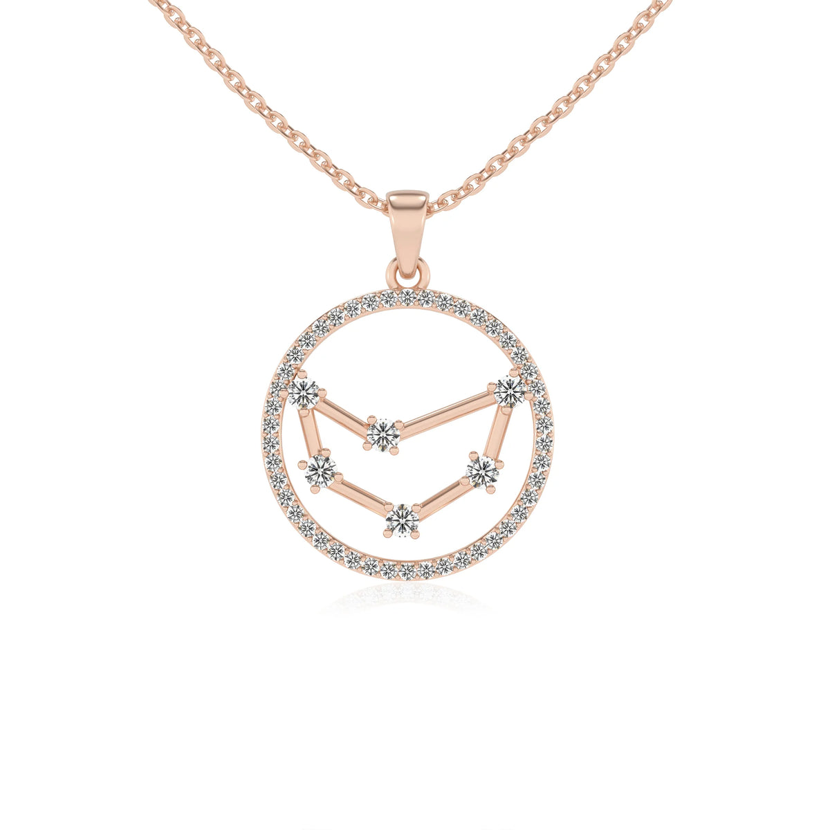 lab grown diamond round necklaces in rose gold 