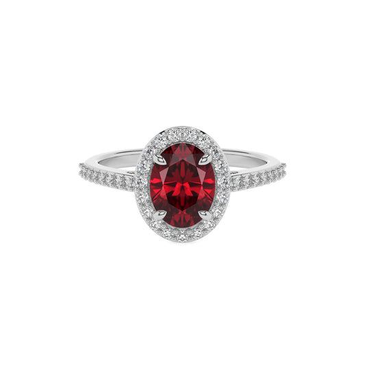 lab grown ruby oval solitaire rings in platinum 
