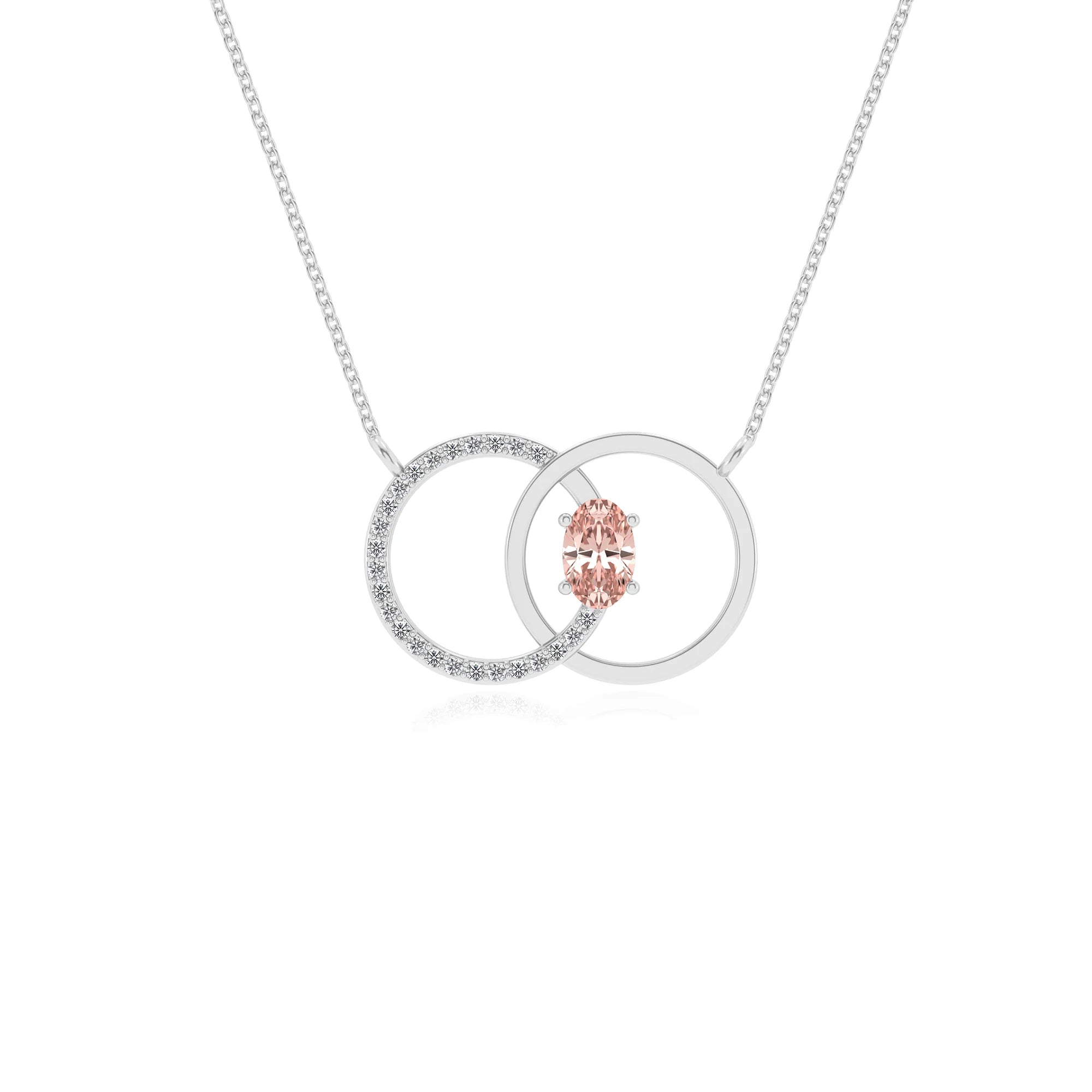 lab grown morganite oval solitaire necklaces in platinum 