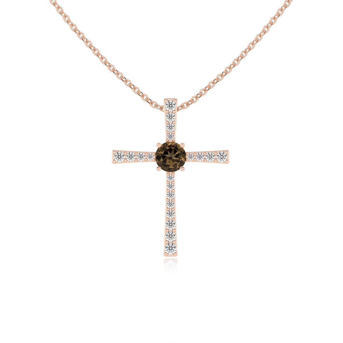 natural smoky-quartz round infinity necklaces in rose gold 