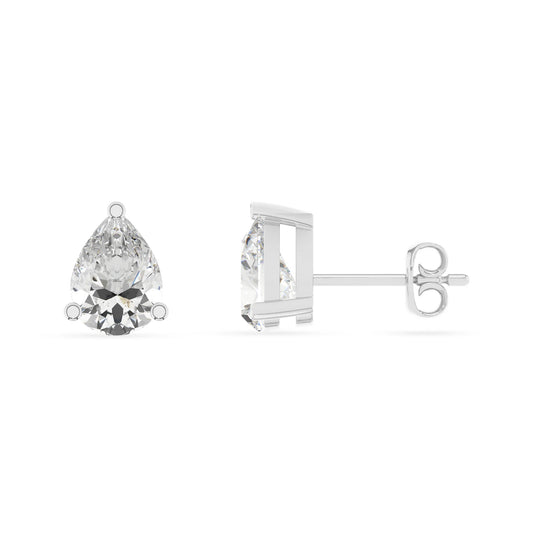 lab grown moissanite pear stud earrings in sterling silver 