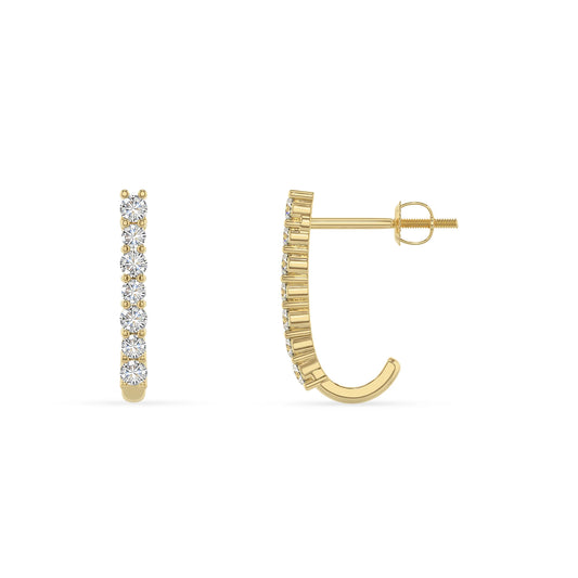 lab grown moissanite round hoop earrings in yellow gold 