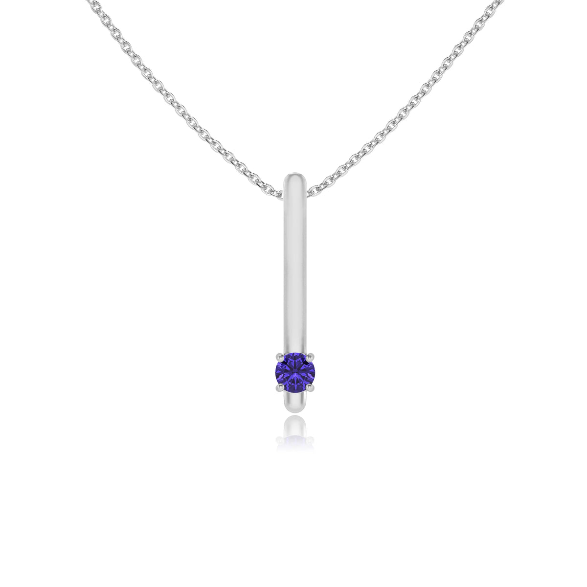lab grown tanzanite round bar necklaces in platinum 