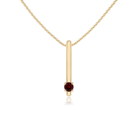 natural garnet round bar necklaces in yellow gold 