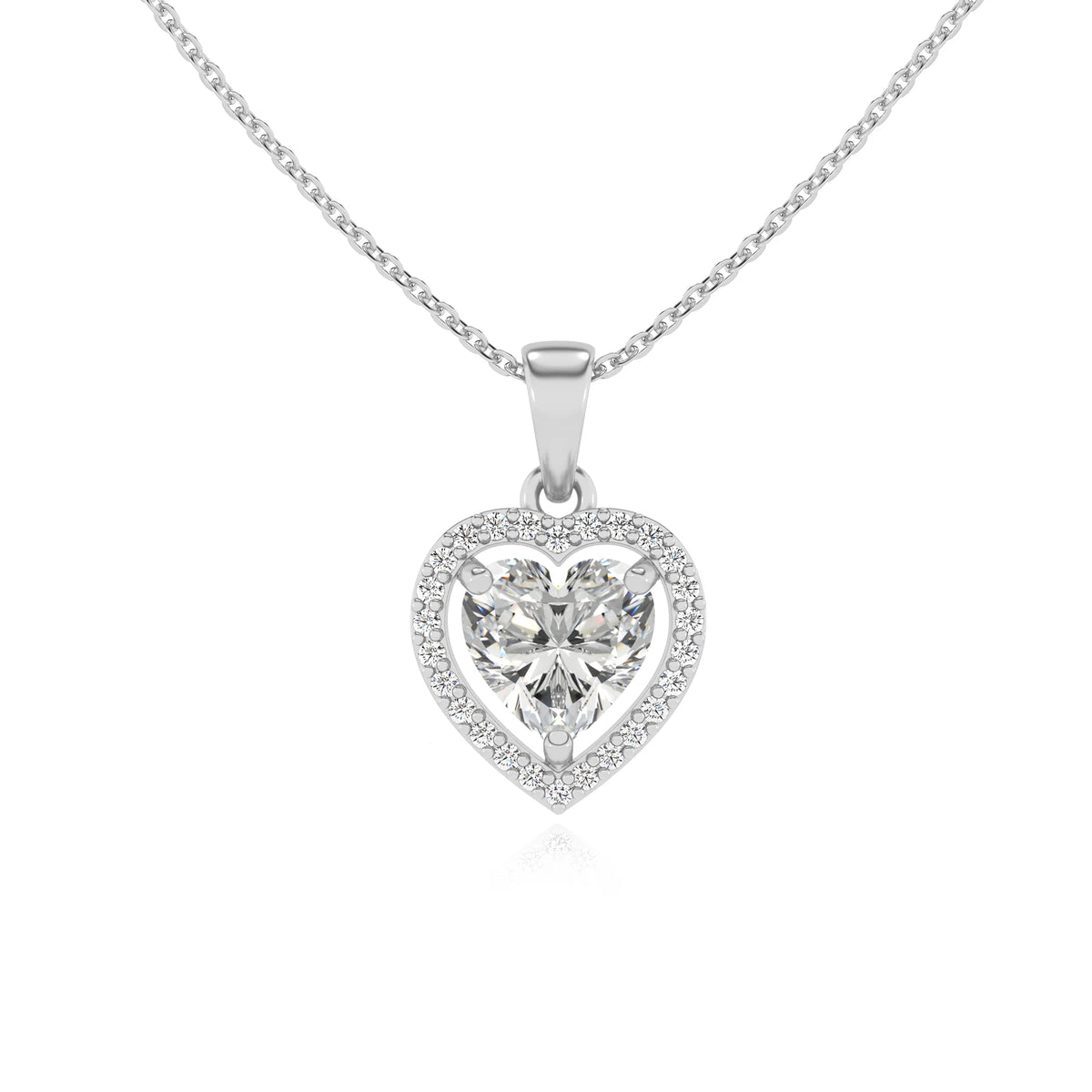 lab grown moissanite heart solitaire necklaces in sterling silver 