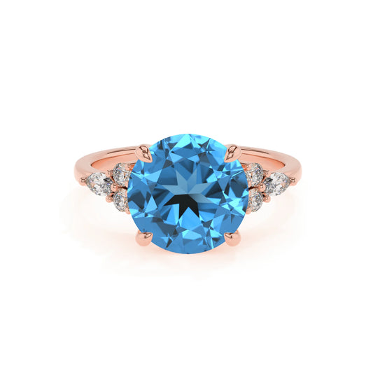natural swiss-blue-topaz round solitaire rings in rose gold 