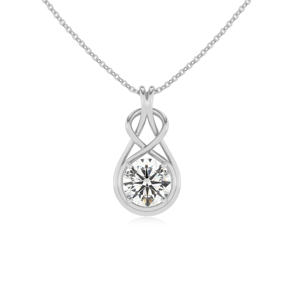 lab grown moissanite round solitaire necklaces in white gold 