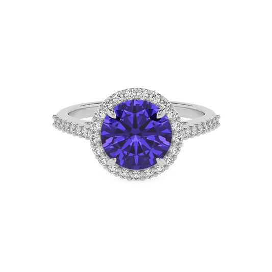 lab grown tanzanite round solitaire rings in sterling silver 
