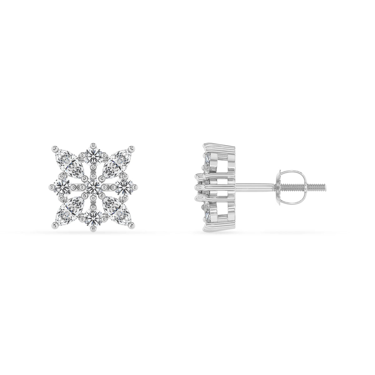 lab grown diamond marquise stud earrings in white gold 