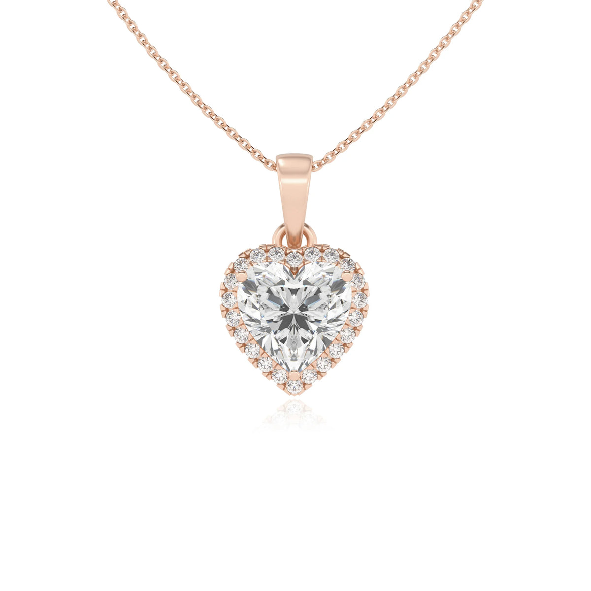 lab grown moissanite heart solitaire necklaces in rose gold 