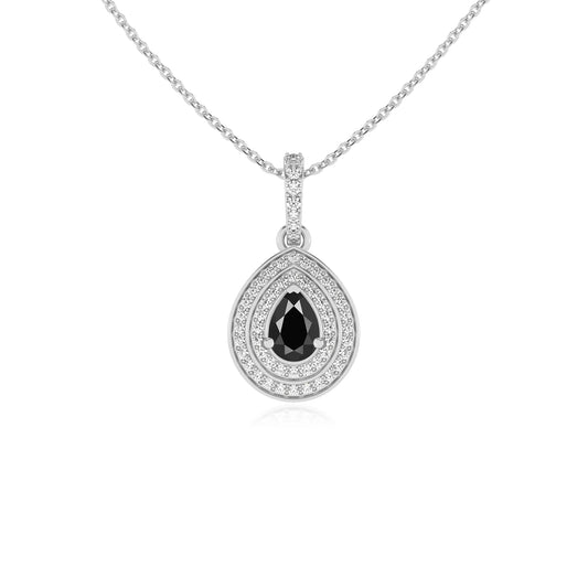 natural black-onyx pear halo necklaces in white gold 