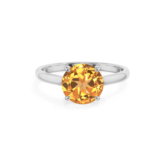 lab grown citrine round solitaire rings in sterling silver 