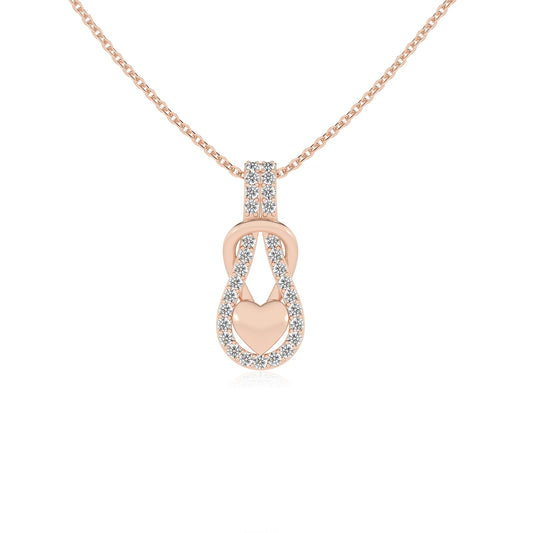 lab grown diamond round infinity  v-bale necklaces in rose gold 