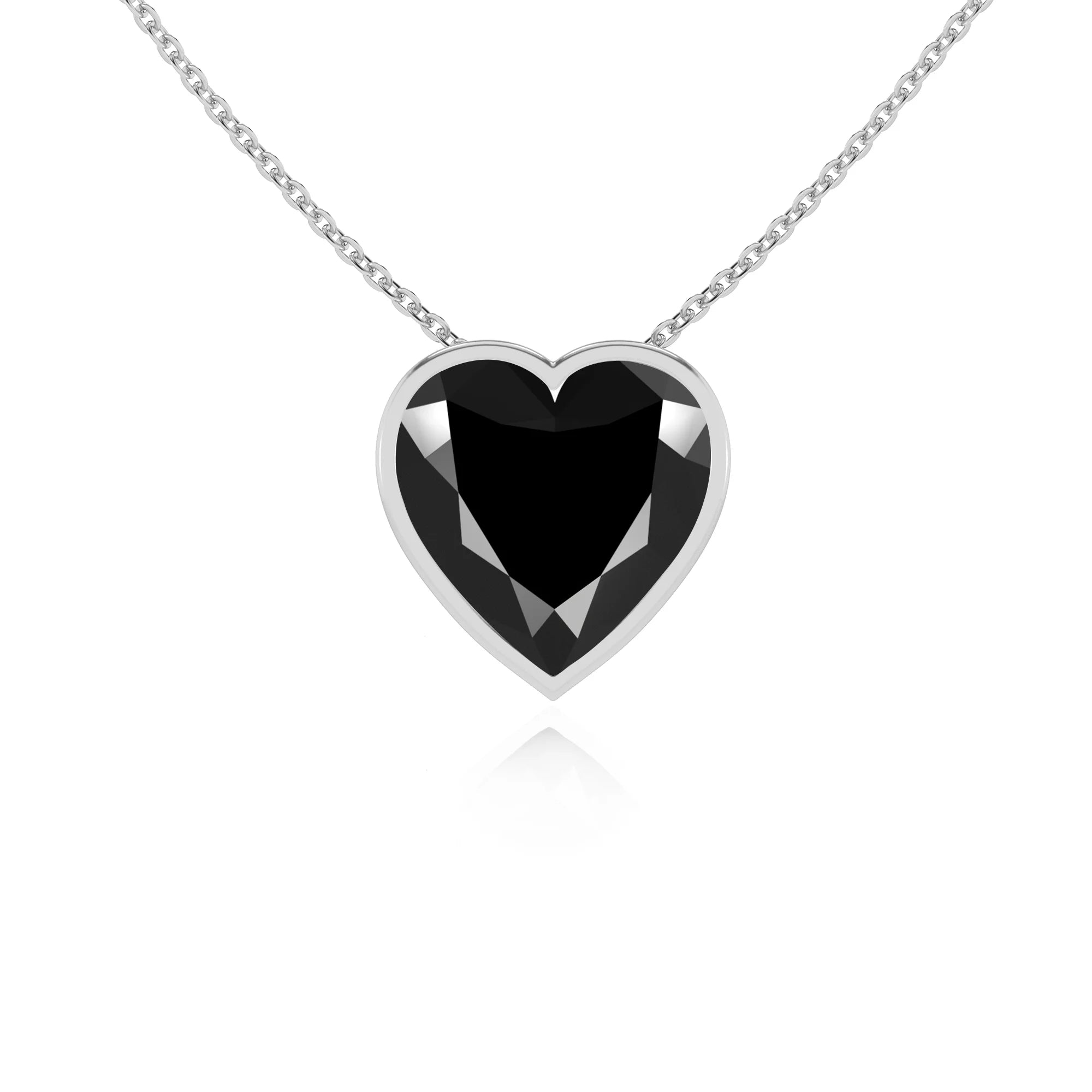 natural black-onyx heart solitaire necklaces in white gold 