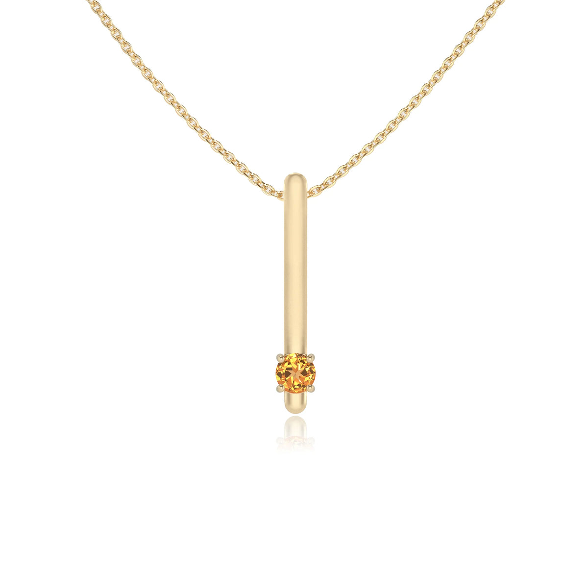lab grown citrine round bar necklaces in yellow gold 