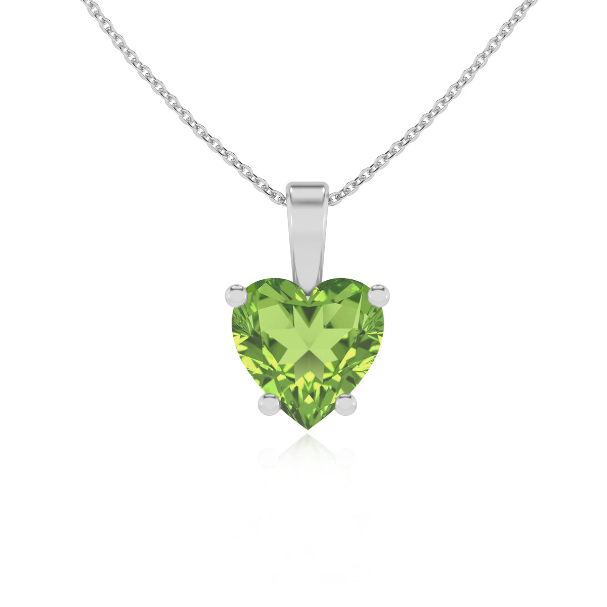 natural peridot heart solitaire necklaces in sterling silver 
