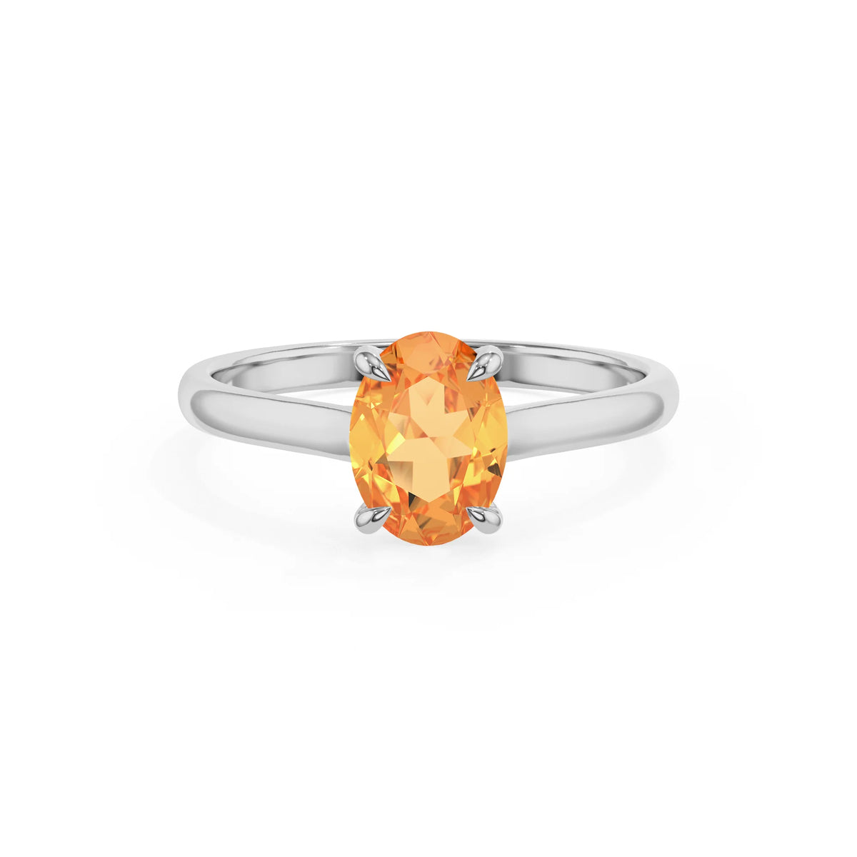 lab grown citrine oval solitaire rings in white gold 